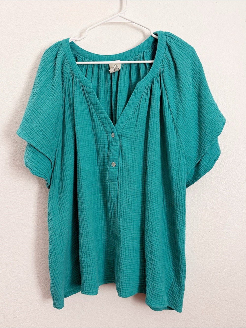 Joie | Women's Light Blue Gauze Cotton Blouse Size 3X With Button Front